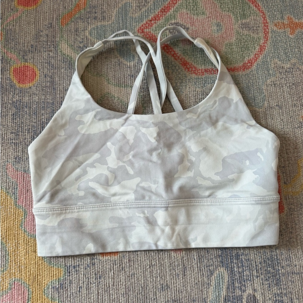 lululemon athletica longline energy bra in White Camo (size 6)